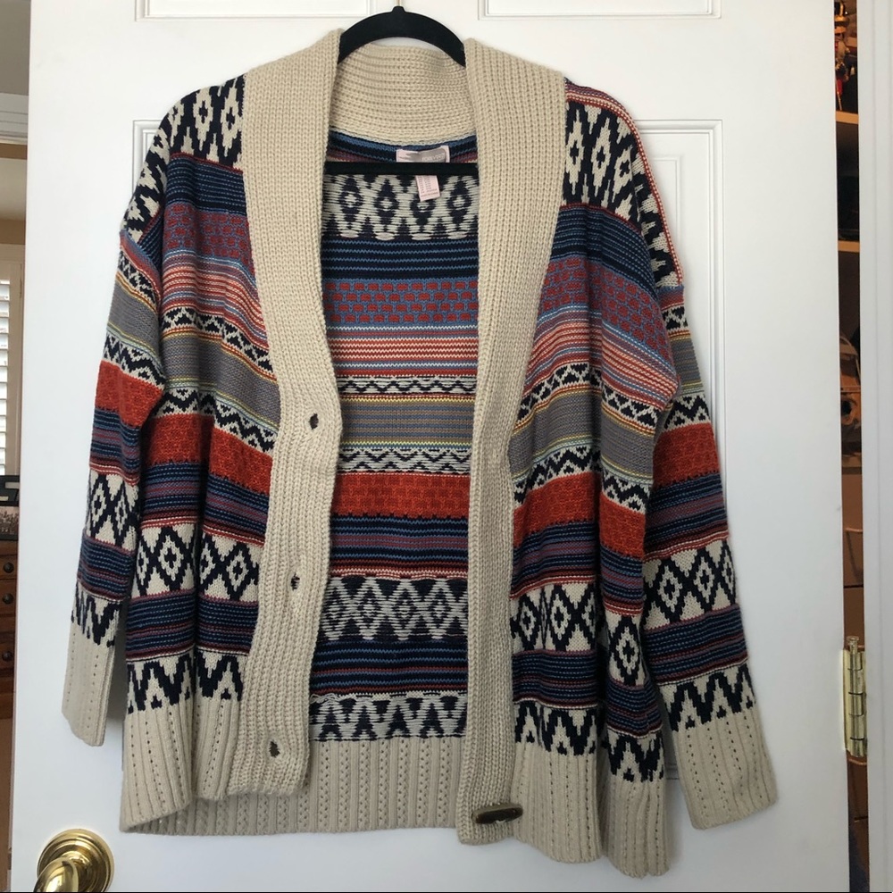 Patterned button up sweater